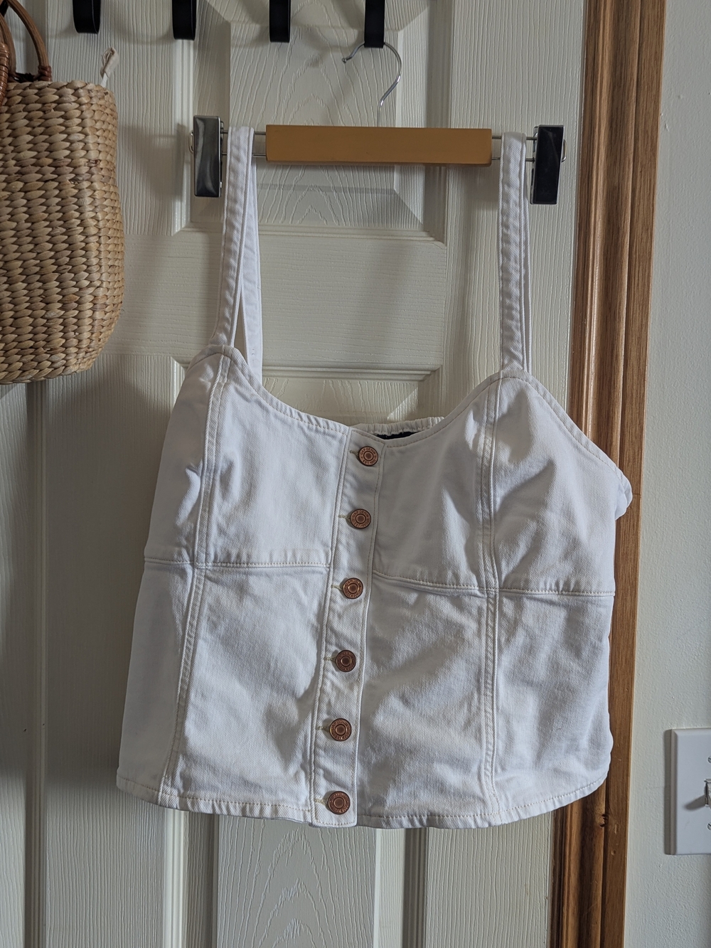 GAP White Denim Crop Top